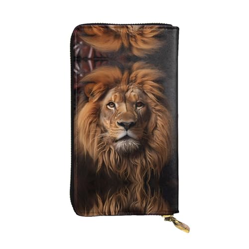 The Lion's Gaze gemusterte lange Geldbörse aus Leder (19,1 x 10,4 cm), extra großes Multifunktionsfach, tolles Geschenk von WZYCWB