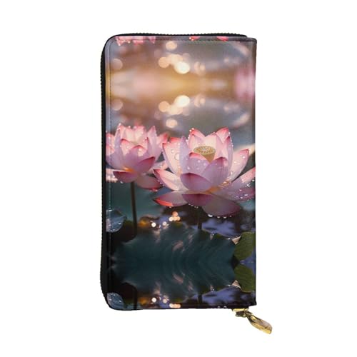 The Lotus in Full Bloom gemusterte lange Geldbörse aus Leder (19,1 x 10,4 cm), extra großes Multifunktionsfach, tolles Geschenk von WZYCWB