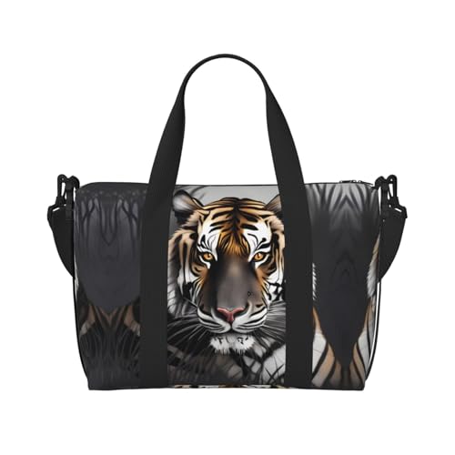 Tiger at rest Damen Handheld Crossbody Reisetasche Casual Handtasche mit Reißverschluss Geeignet für Arbeit Reisen Fitness Reisen Schwarz Einheitsgröße von WZYCWB