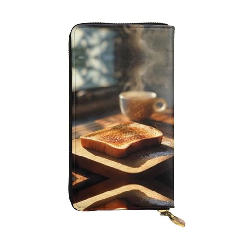 Toast gemusterte lange Geldbörse aus Leder (19,1 x 10,4 cm), extra großes Multifunktionsfach, tolles Geschenk von WZYCWB