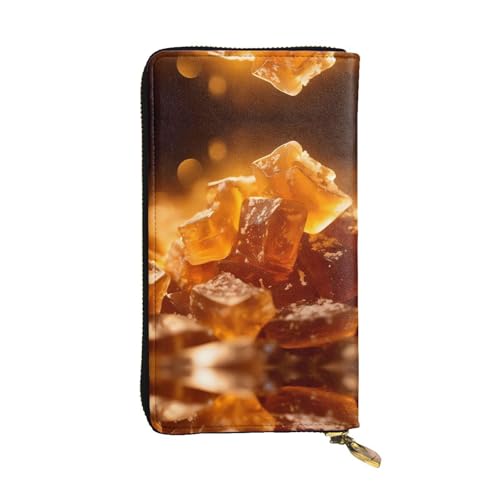 Toffee gemusterte lange Geldbörse aus Leder (19,1 x 10,4 cm), extra großes Multifunktionsfach, tolles Geschenk von WZYCWB