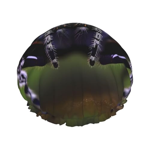 Tropische Regenwald-Spinnen, doppellagige Damen-Duschhaube, wiederverwendbar, großes Design, geeignet für alle Haarlängen, geeignet für Mädchen, Spa und Heimsalon. von WZYCWB