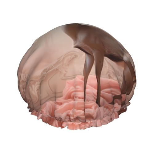 Verschiedene Hirsch-Doppelschicht-Damen-Duschhaube, wiederverwendbar, großes Design, geeignet für alle Haarlängen, geeignet für Mädchen, Spa und Heimsalon. von WZYCWB