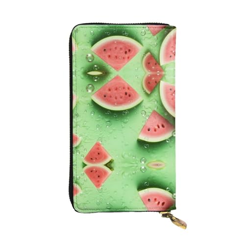 Viele Stücke Wassermelone gemusterte Leder lange Geldbörse (19,1 x 10,4 cm) | Extra großes Multifunktionsfach | tolles Geschenk von WZYCWB