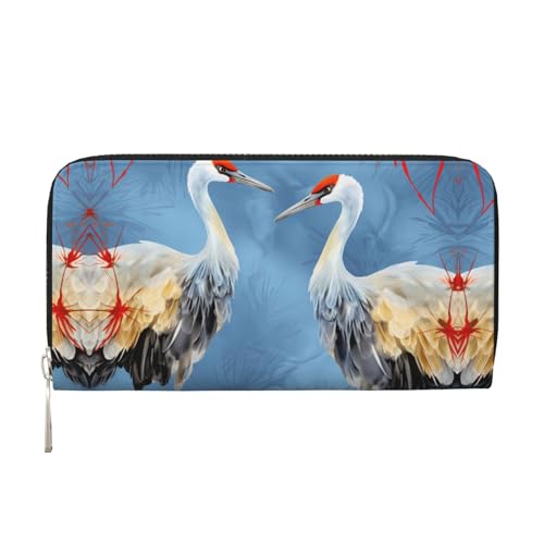 WZYCWB 1 Paar Crane Herons bedruckte Geldbörse mit Reißverschluss, perfekt für Reisen, Business und den Alltag. Hält Handys und Bargeld. von WZYCWB