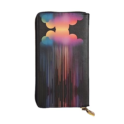 WZYCWB 19,1 x 10,4 cm lange Clutch, bunte Regenbogen-Regenleder-Geldbörse, Reißverschlussfach, großes Fassungsvermögen, ein gutes Geschenk für Freunde, Schwarz, Einheitsgröße von WZYCWB