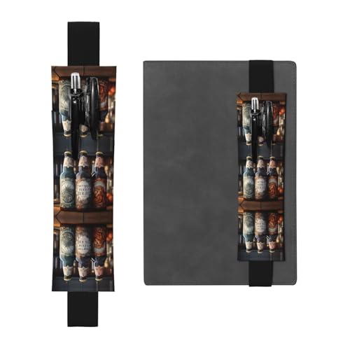 WZYCWB 3 Bierflaschen Bedruckte Große Kapazität PVC Stifthalter + Kreatives Tagebuch Stifttasche Set mit Gummiband Anti-Rutsch-Design von WZYCWB