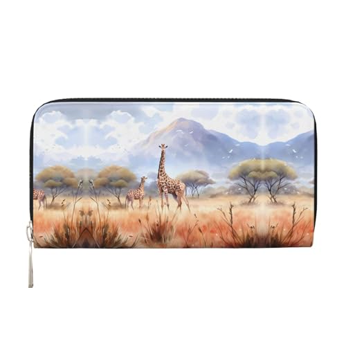 WZYCWB Afrikanische Savannen-Giraffe bedruckte Geldbörse mit Reißverschluss, perfekt für Reisen, Business und den Alltag. Hält Handys und Bargeld. von WZYCWB