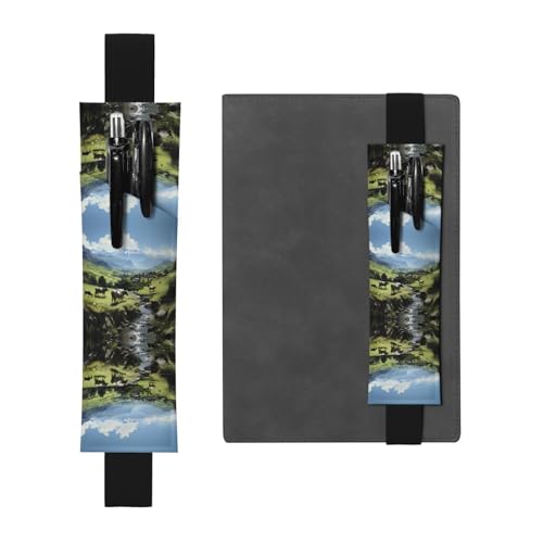 WZYCWB Alpine Bauernhof Kühe gedruckt Große Kapazität PVC Stifthalter + Kreatives Tagebuch Stiftetasche Set mit Gummiband Anti-Rutsch-Design von WZYCWB
