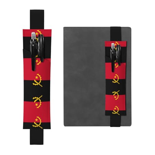 WZYCWB Angola Flagge gedruckt große Kapazität PVC Stifthalter + kreatives Tagebuch Stifttasche Set mit Gummiband Anti-Rutsch-Design von WZYCWB