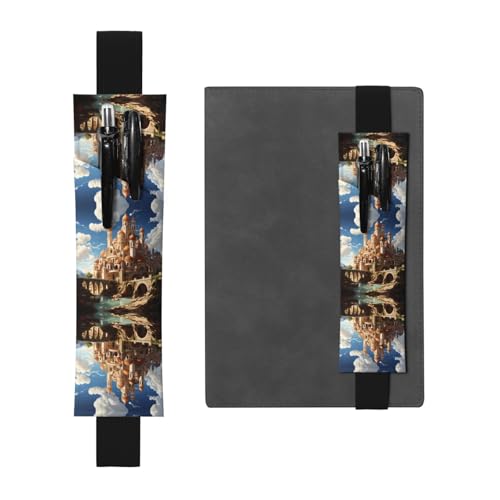 WZYCWB Anime Castle Sky Bedruckter großer Kapazität PVC Stifthalter + kreatives Tagebuch Stiftetasche Set mit Gummiband Anti-Rutsch-Design von WZYCWB