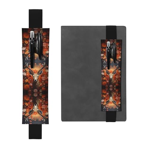 WZYCWB Antilopen- und Blumen-bedruckter großer PVC-Stifthalter + kreatives Tagebuch-Stifttaschen-Set mit Gummiband, Anti-Rutsch-Design von WZYCWB