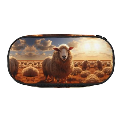 WZYCWB Australian Sheep Federmäppchen mit großer Kapazität – Multifunktionale Aufbewahrungsbox, tragbare und langlebige Bleistifttasche für Büro- und Schulbedarf, Schwarz , Einheitsgröße von WZYCWB