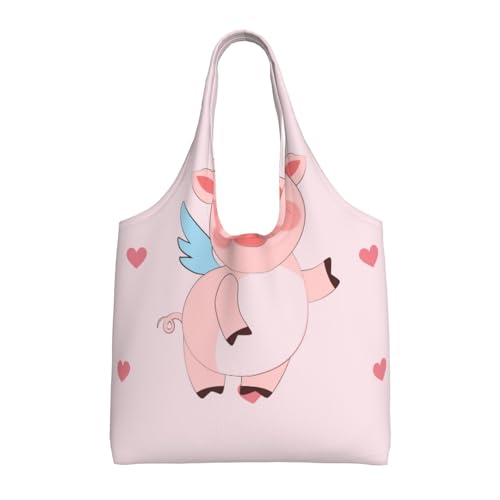 WZYCWB Bedruckte Canvas-Tasche mit Cartoon-Motiv mit fliegendem Schwein, modische Alltagstasche, geeignet für den täglichen Gebrauch auf Reisen und zum Einkaufen WZYCWB Bedruckte Canvas-Tasche mit Cartoon-Motiv mit fliegendem Schwein, modische Alltagstasche, geeignet für den täglichen Gebrauch auf Reisen und zum Einkaufen von WZYCWB