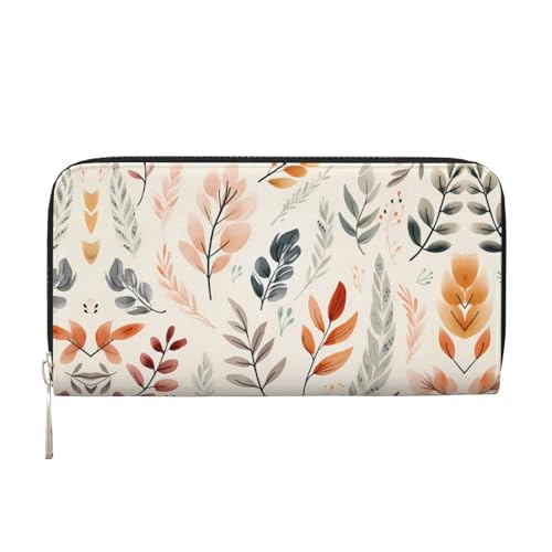 WZYCWB Bedruckte Geldbörse mit Blattmuster, perfekt für Reisen, Business und den Alltag. Hält Handys und Bargeld. von WZYCWB
