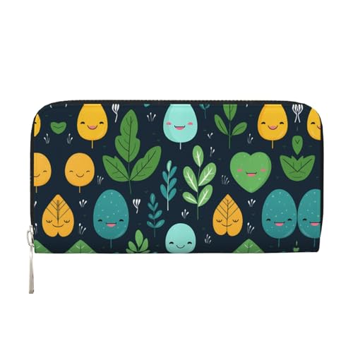 WZYCWB Bedruckte Geldbörse mit Blattmuster, perfekt für Reisen, Business und den Alltag. Hält Handys und Bargeld. von WZYCWB