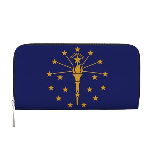 WZYCWB Bedruckte Geldbörse mit Indiana-Staatsflagge, perfekt für Reisen, Business und den Alltag. Hält Handys und Bargeld. von WZYCWB