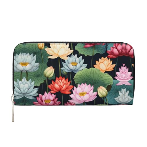 WZYCWB Bedruckte Geldbörse mit Lotus-Muster, perfekt für Reisen, Business und den Alltag. Hält Handys und Bargeld. von WZYCWB