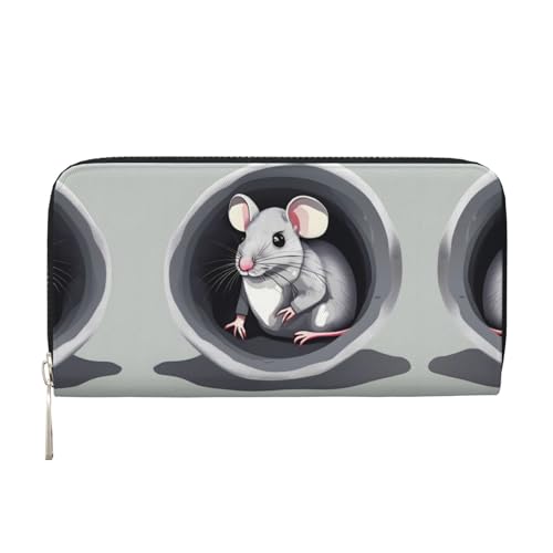 WZYCWB Bedruckte Geldbörse mit Maus im Loch, perfekt für Reisen, Business und den Alltag. Hält Handys und Bargeld. von WZYCWB