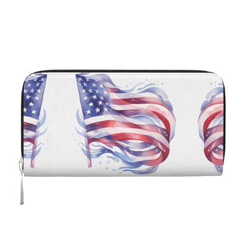 WZYCWB Bedruckte Geldbörse mit amerikanischer Flagge, perfekt für Reisen, Business und den Alltag. Hält Handys und Bargeld. von WZYCWB