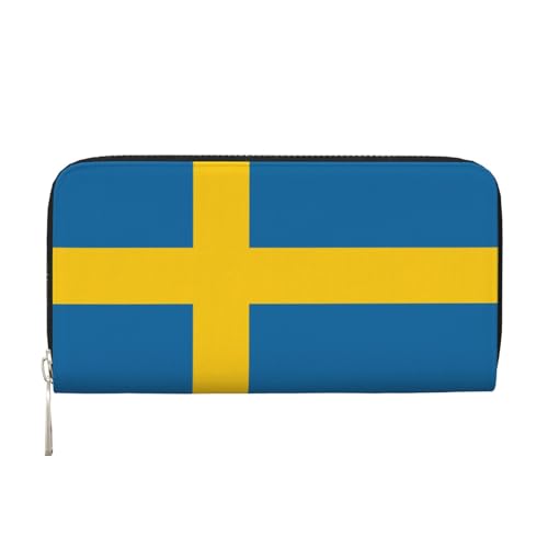 WZYCWB Bedruckte Geldbörse mit schwedischer Flagge, perfekt für Reisen, Business und den Alltag. Hält Handys und Bargeld. von WZYCWB