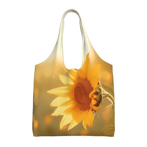 WZYCWB Bedruckte Leinentasche mit Sonnenblumen in der Abendsonne, modische Canvas-Tasche, geeignet für den täglichen Gebrauch und zum Einkaufen von WZYCWB