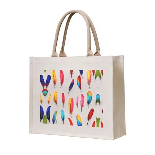 WZYCWB Bedruckte dreidimensionale Canvas-Tragetasche mit Papageienfedern, geeignet für Reisen, Arbeit, Fitness, Camping und Strand WZYCWB Bedruckte dreidimensionale Canvas-Tragetasche mit Papageienfedern, geeignet für Reisen, Arbeit, Fitness, Camping und Strand von WZYCWB