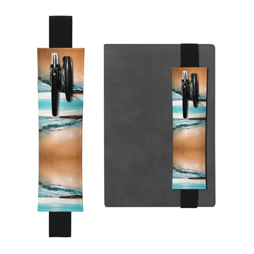 WZYCWB Bedruckter PVC-Stifthalter mit Strandlandschaft und kreativem Tagebuch-Stifttaschen-Set mit Gummiband, rutschfestes Design von WZYCWB