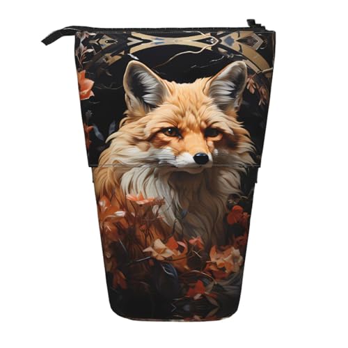 WZYCWB Bedruckter einziehbarer Stifthalter mit Fuchs und Blumen für Wohnheim oder Büro. von WZYCWB