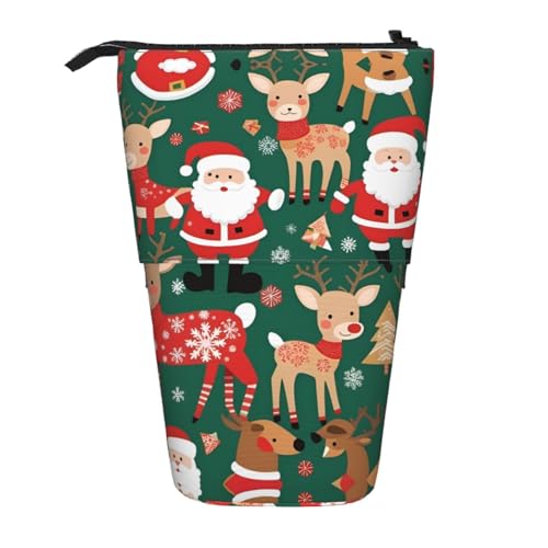 WZYCWB Bedruckter einziehbarer Stifthalter mit Weihnachtsmann und Weihnachtsmotiv für Wohnheim oder Büro. von WZYCWB