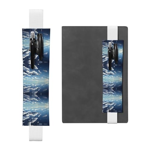 WZYCWB Blauer Himmel und weiße Wolken Tagebuch Federmäppchen, PVC-Stifthalter und Stifthalter mit Gummibändern und Lesezeichen sind die beste Geschenkwahl. von WZYCWB