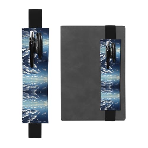 WZYCWB Blauer Himmel und weiße Wolken gedruckt große Kapazität PVC-Stifthalter + kreatives Tagebuch Stiftetasche Set mit Gummiband Anti-Rutsch-Design von WZYCWB