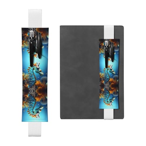 WZYCWB Blue Seahorse Diary Federmäppchen, PVC-Stifthalter und Stifthalter mit Gummibändern und Lesezeichen sind die beste Geschenkwahl. von WZYCWB