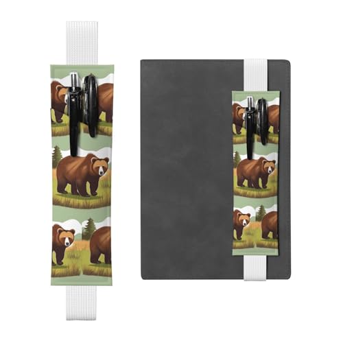 WZYCWB Braune Bär Walking Diary Federmäppchen, PVC-Stifthalter und Stifthalter mit Gummibändern und Lesezeichen sind die beste Geschenkidee. von WZYCWB