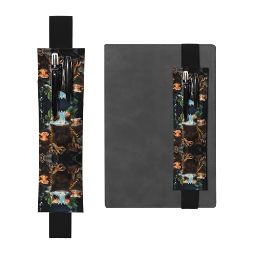WZYCWB Bunte Eidechsen bedruckter großer PVC-Stifthalter + kreatives Tagebuch-Stifttaschen-Set mit Gummiband, rutschfestes Design von WZYCWB