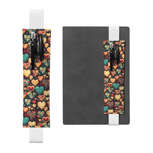 WZYCWB Bunte Herzen Tagebuch Federmäppchen, PVC-Stifthalter und Stifthalter mit Gummibändern und Lesezeichen sind die beste Geschenkidee. von WZYCWB