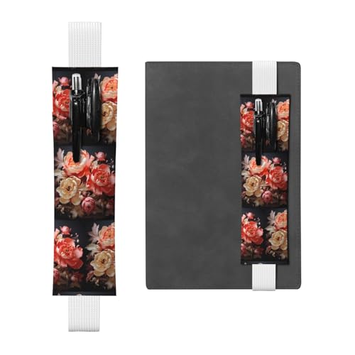 WZYCWB Bunte Pfingstrosen Tagebuch Federmäppchen, PVC-Stifthalter und Stifthalter mit Gummibändern und Lesezeichen sind die beste Geschenkidee. von WZYCWB