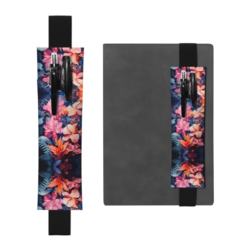 WZYCWB Bunte tropische Pflanzenblätter bedruckt große Kapazität PVC-Stifthalter + kreatives Tagebuch-Stifttaschen-Set mit Gummiband, rutschfestes Design von WZYCWB