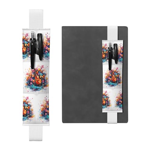 WZYCWB Buntes Federmäppchen für Notizen, Gitarren-Tagebuch, PVC-Stifthalter und Stifthalter mit Gummibändern und Lesezeichen sind die beste Geschenkidee. von WZYCWB
