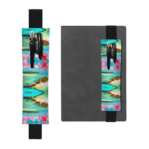 WZYCWB Caribbean Scenery bedruckter großer PVC-Stifthalter + kreatives Tagebuch-Stifttaschen-Set mit Gummiband, Anti-Rutsch-Design von WZYCWB