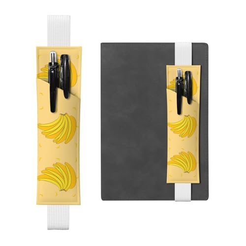 WZYCWB Cartoon-Bananen-Tagebuch-Federmäppchen, PVC-Stifthalter und Stifthalter mit Gummibändern und Lesezeichen sind die beste Geschenkwahl., weiß, Einheitsgröße von WZYCWB