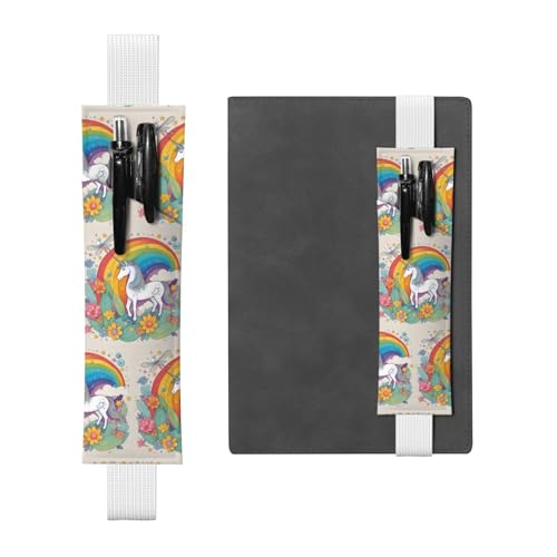 WZYCWB Cartoon-Einhörner Tagebuch Federmäppchen, PVC-Stifthalter und Stifthalter mit elastischen Bändern und Lesezeichen sind die beste Geschenkwahl. von WZYCWB