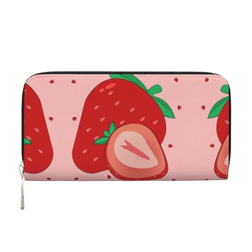 WZYCWB Cartoon-Erdbeer-bedruckte Geldbörse mit Reißverschluss, perfekt für Reisen, Business, und Alltag. Hält Handys und Bargeld. von WZYCWB