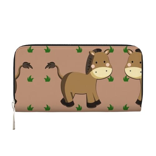 WZYCWB Cartoon-Esel-bedruckte Geldbörse mit Reißverschluss, perfekt für Reisen, Business, und Alltag. Hält Handys und Bargeld. von WZYCWB