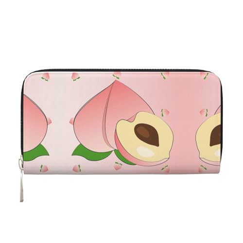 WZYCWB Cartoon-Pfirsich-bedruckte Geldbörse mit Reißverschluss, perfekt für Reisen, Business, und Alltag. Hält Handys und Bargeld. von WZYCWB