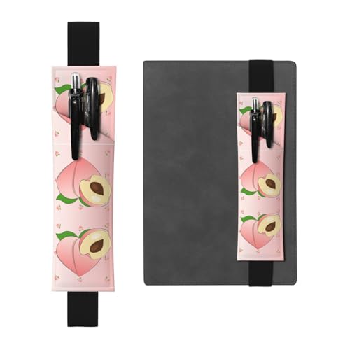 WZYCWB Cartoon-Pfirsich-bedruckter großer PVC-Stifthalter + kreatives Tagebuch-Stifttaschen-Set mit Gummiband, Anti-Rutsch-Design von WZYCWB