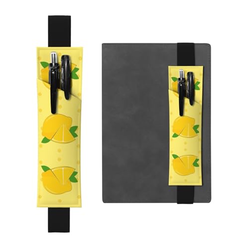 WZYCWB Cartoon-Zitronen-bedruckter großer PVC-Stifthalter + kreatives Tagebuch-Stifttaschen-Set mit Gummiband, Anti-Rutsch-Design von WZYCWB