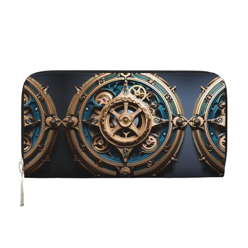 WZYCWB Coole Steampunk Gears bedruckte Geldbörse mit Reißverschluss, perfekt für Reisen, Business und den Alltag. Hält Handys und Bargeld. von WZYCWB