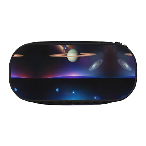 WZYCWB Cosmic Saturn Federmäppchen mit großer Kapazität – Multifunktionale Aufbewahrungsbox, tragbare und langlebige Bleistifttasche für Büro- und Schulbedarf, Schwarz , Einheitsgröße, Kosmetikkoffer von WZYCWB