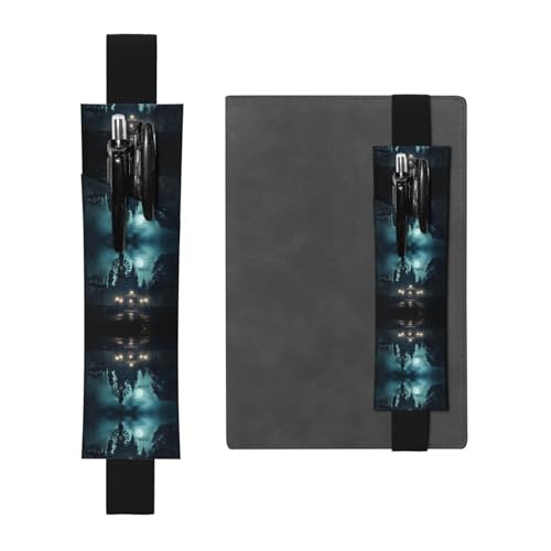 WZYCWB Der Geist in der Nacht bedruckter großer Kapazität PVC-Stifthalter + kreatives Tagebuch Stiftetasche Set mit Gummiband Anti-Rutsch-Design von WZYCWB
